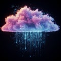 A digital artwork depicting a cloud in shades of pink and purple against a dark Royalty Free Stock Photo