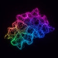 A digital artwork depicting a complex web of interconnected, glowing neon lines against Royalty Free Stock Photo