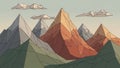 A digital artwork depicting a stylized mountain range, featu Royalty Free Stock Photo