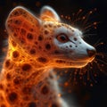 A digital artwork features a dynamic cheetah with fiery spots against an energetic backdrop, showcasing the artists