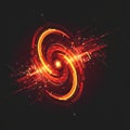 A digital artwork features a dynamic, swirling design in fiery red and orange tones. Royalty Free Stock Photo