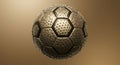 A digital artwork features a metallic soccer ball. Its surface is Royalty Free Stock Photo