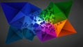Digital artwork featuring a dynamic array of colorful 3D geometric Royalty Free Stock Photo