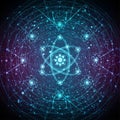 A digital artwork featuring interconnected atomic structures in Royalty Free Stock Photo