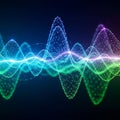 Digital artwork featuring interconnected multicolored waveforms Royalty Free Stock Photo
