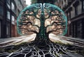 Neural Tree: Fusion of Nature and Technology Royalty Free Stock Photo