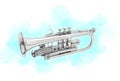 Digital artwork illustration of a Silver trumpet