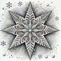 digital artwork image of a star-shaped design with complex white lines and patterns resembling fur or feathers.