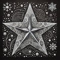 digital artwork image of a star-shaped design with complex white lines and patterns resembling fur or feathers.