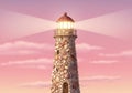A digital artwork of a lighthouse crafted from various seashells, including conchs and Royalty Free Stock Photo