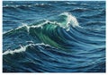 A digital artwork of ocean waves in deep blue hues. The image Royalty Free Stock Photo