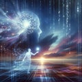 A digital artwork that portrays a concept of futuristic digital consciousness or intelligence. Royalty Free Stock Photo