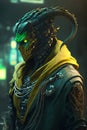 Digital artwork of sci-fi cyberpunk character