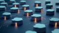 Advanced digital circuit network with glowing nodes in a futuristic grid