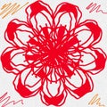 Digital artwork showcasing a red flower style pattern on a white background