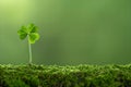 Digital artwork of  single four-leaf clover on mossy ground against a green background, symbolizing good luck for st. patrick Royalty Free Stock Photo