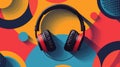 Headphones with Abstract Colorful Background Royalty Free Stock Photo