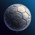 A digital artwork of a soccer ball with a reflective, liquid-like surface. The pattern Royalty Free Stock Photo