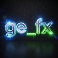 Digital artwork of the text ge_fx featuring a futuristic tech inspired design Royalty Free Stock Photo