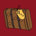 A Digital Artwork vector of an Old Retro Suitcase with tag