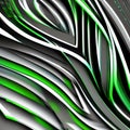 Digital artwork with vivid green neon lines creating an abstract pattern, pulsating and leaving luminous tracks on a profound bl Royalty Free Stock Photo