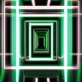 Digital artwork with vivid green neon lines creating an abstract pattern, pulsating and leaving luminous tracks on a profound bl Royalty Free Stock Photo