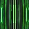 Digital artwork with vivid green neon lines creating an abstract pattern, pulsating and leaving luminous tracks on a profound bl Royalty Free Stock Photo