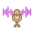 digital assistant microphone ai integration color icon vector illustration