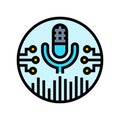 digital assistant microphone ai integration color icon vector illustration