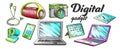 Digital Audio And Video Gadgets Color Set Vector Royalty Free Stock Photo