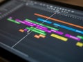 Digital audio workstation interface with color-coded tracks Royalty Free Stock Photo