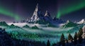 Digital Aurora Over Snowy Mountains Binary Code Landscape Royalty Free Stock Photo