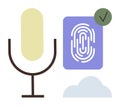 Digital Authentication with Biometric Fingerprint, Cloud Storage, and Voice Recognition Technology Royalty Free Stock Photo