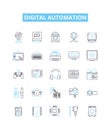 Digital automation vector line icons set. Digital, Automation, Robotics, AI, Machine-Learning, Objects, Control Royalty Free Stock Photo