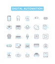 Digital automation vector line icons set. Digital, Automation, Robotics, AI, Machine-Learning, Objects, Control Royalty Free Stock Photo
