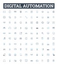 Digital automation vector line icons set. Digital, Automation, Robotics, AI, Machine-Learning, Objects, Control Royalty Free Stock Photo