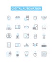 Digital automation vector line icons set. Digital, Automation, Robotics, AI, Machine-Learning, Objects, Control Royalty Free Stock Photo