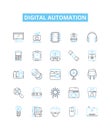 Digital automation vector line icons set. Digital, Automation, Robotics, AI, Machine-Learning, Objects, Control Royalty Free Stock Photo