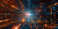 Digital backdrop showcasing interconnected cyber network grid and particle connections. Concept