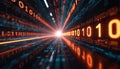 Digital backdrop shows binary code sequence. Visualization of data stream, data processing, storage. Futuristic tech concept Royalty Free Stock Photo
