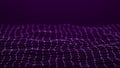 Digital background. Abstract wave with connected dots and lines on. Network connection structure. 3D rendering Royalty Free Stock Photo