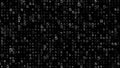 Digital background black matrix. Matrix background. Binary computer code. Hacker coding concept. 3D rendering