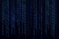 Digital background blue matrix. Background in a matrix style. Binary computer code. Running random numbers. Vector illustration Royalty Free Stock Photo