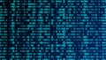 Digital background blue matrix. Matrix background. Binary computer code. Hacker coding concept. 3D rendering