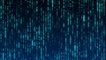 Digital background blue matrix. Matrix background. Binary computer code. Hacker coding concept. 3D rendering Royalty Free Stock Photo