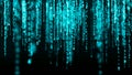 Abstract digital background with matrix. Binary computer code. Hacker concept. Big data visualization. 3d rendering. Royalty Free Stock Photo