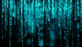 Digital background blue matrix. Binary computer code. Hacker concept. 3d rendering Royalty Free Stock Photo