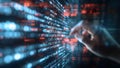 Digital background of code with hands typing on it, computer programming and cyber security technology Royalty Free Stock Photo