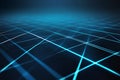 Digital background featuring square grids and glowing blue lines creates futuristic atmosphere intricate patterns evoke sense of