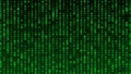 Digital background green matrix. Matrix background. Binary computer code. Hacker coding concept. 3D rendering